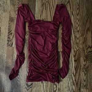 Women’s Oh Polly red cinched mini dress long sleeve